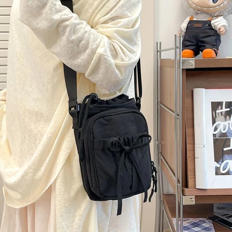 Outdoor Women's Small Bowknot Crossbody Bag Knot Mobile Phone Pouch Single oulder Bag Commuting Thermal Water Bottle Bag