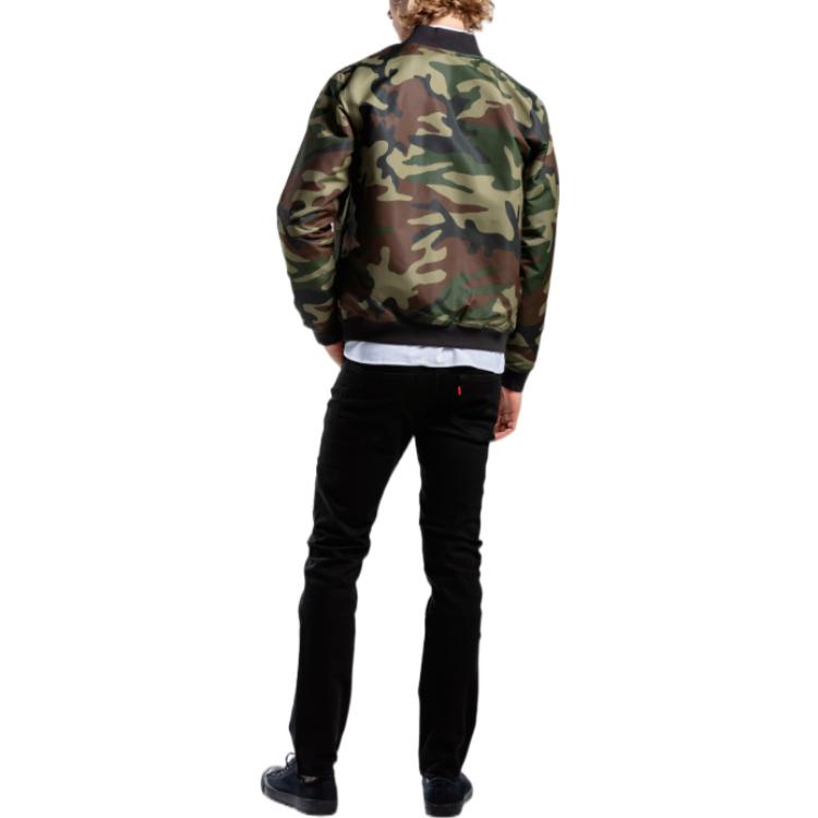 Chaqueta de Manga Larga con Cremallera y Estampado de Camuflaje Levis FW22 para Hombre Chaqueta Verde 23594-0020