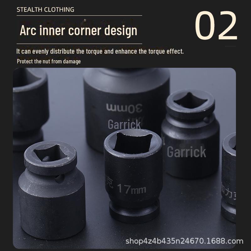 Viereckige Stecknusshülse mit Vierkantkopf, zwei äußere Vierkantlöcher, 22/24 Dafei, 12,5 mm, kleiner Luftkanonenschlüssel.