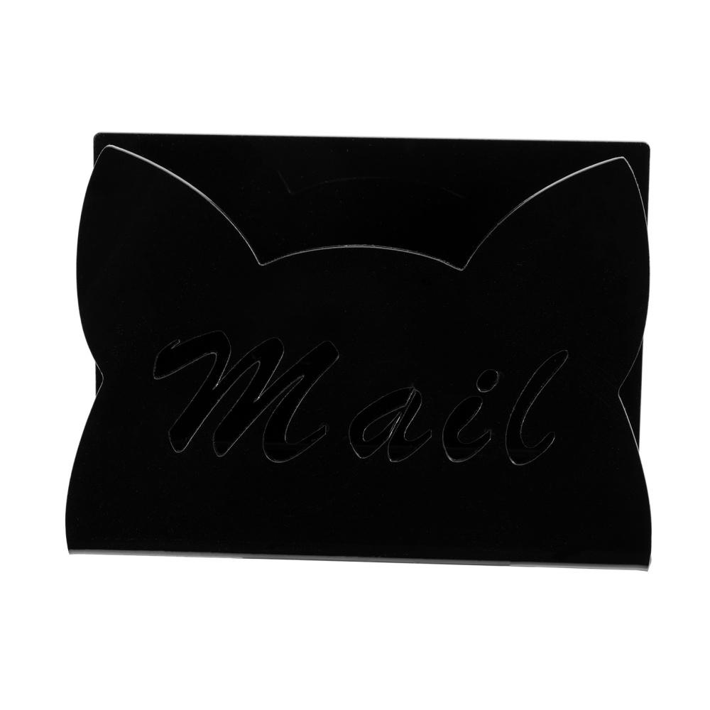 

Подставка для писем в форме кошек 165x115x75мм Настольный акриловый держатель для почты Органайзер для конвертов Настольная подставка для хранения файлов Слот для демонстрации чёрный