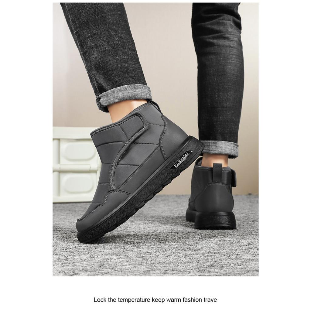 Men's Shoes with Plush and Thick Cotton Boots, Winter New Style with Plush Lining, Outdoor One Foot Casual Walking Snow Boots