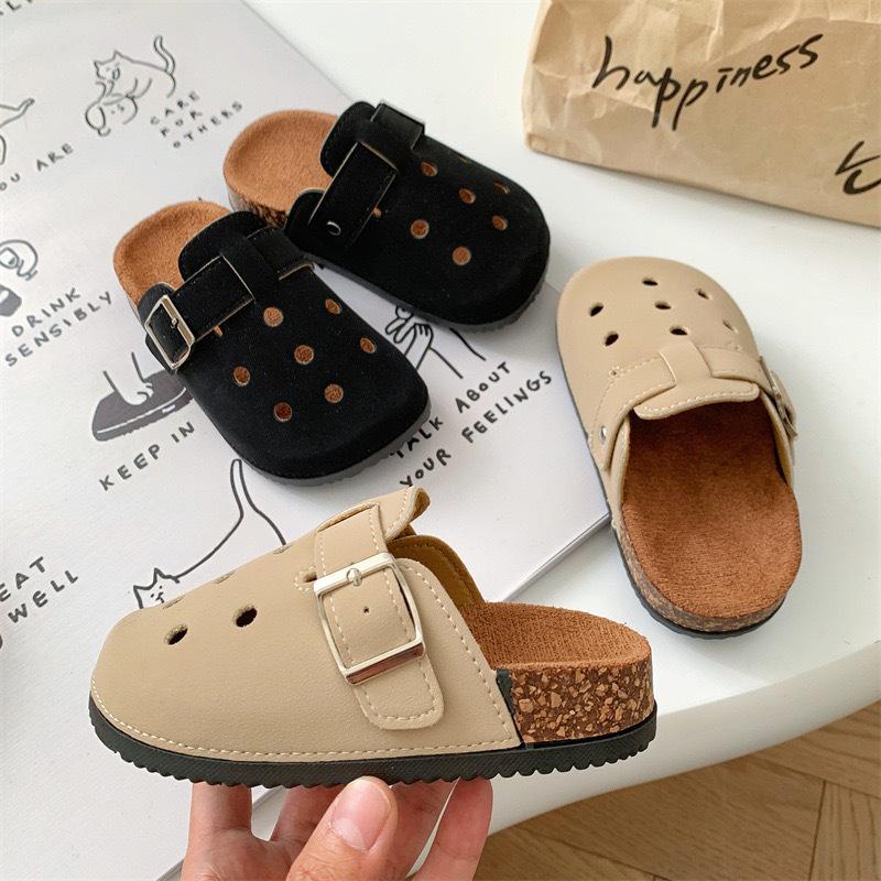 Kids' Retro Birkenstock Sandals - Spring/Summer Closed Toe Non-Slip Casual Half Slippers for Boys & Girls