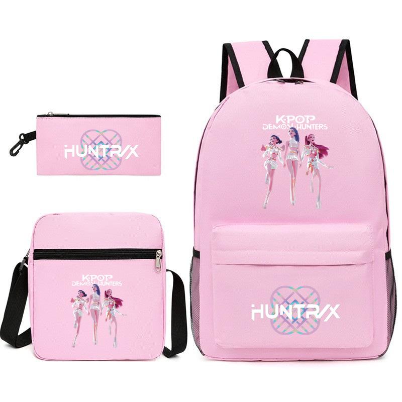 Kpop Witch Hunters Printed Student School Bag Backpack Shoulder Pencil Case Three-Piece Set Lightweight Three-piece set