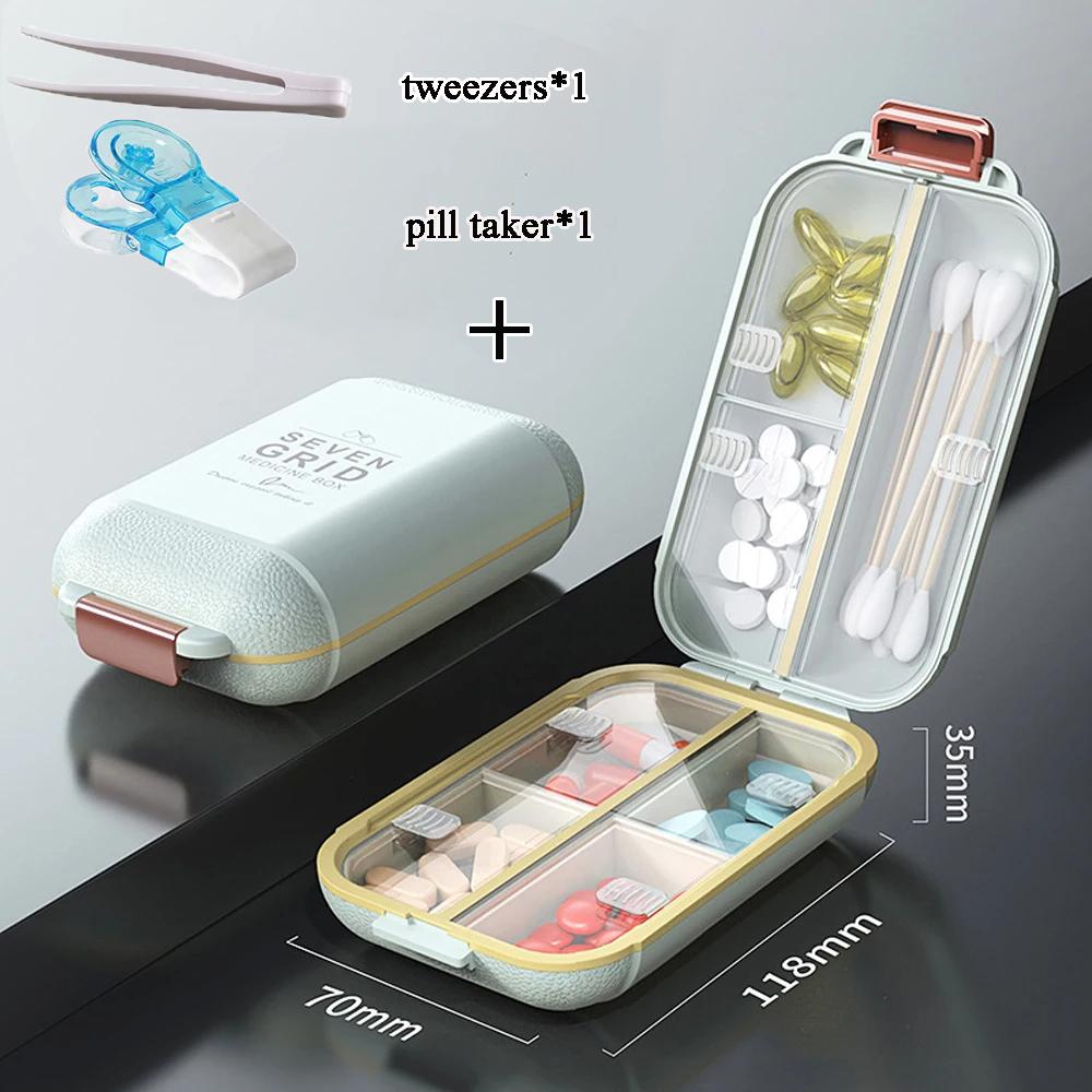 7 Grids Weekly Portable Travel Pill Box Sealable Moisture-Proof Pills Container Storage Tablets Vitamin Medicine Organizer