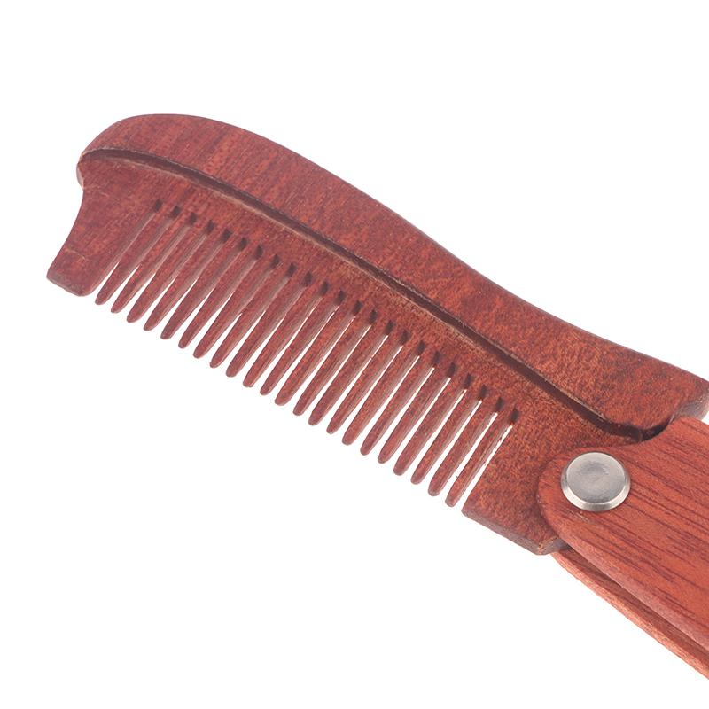 Herren Taschenkamm Klappbarer Holzkamm Bartkamm Sandelholz Haarkämme für Männer Perfekt zur Anwendung mit Bartbalsam
