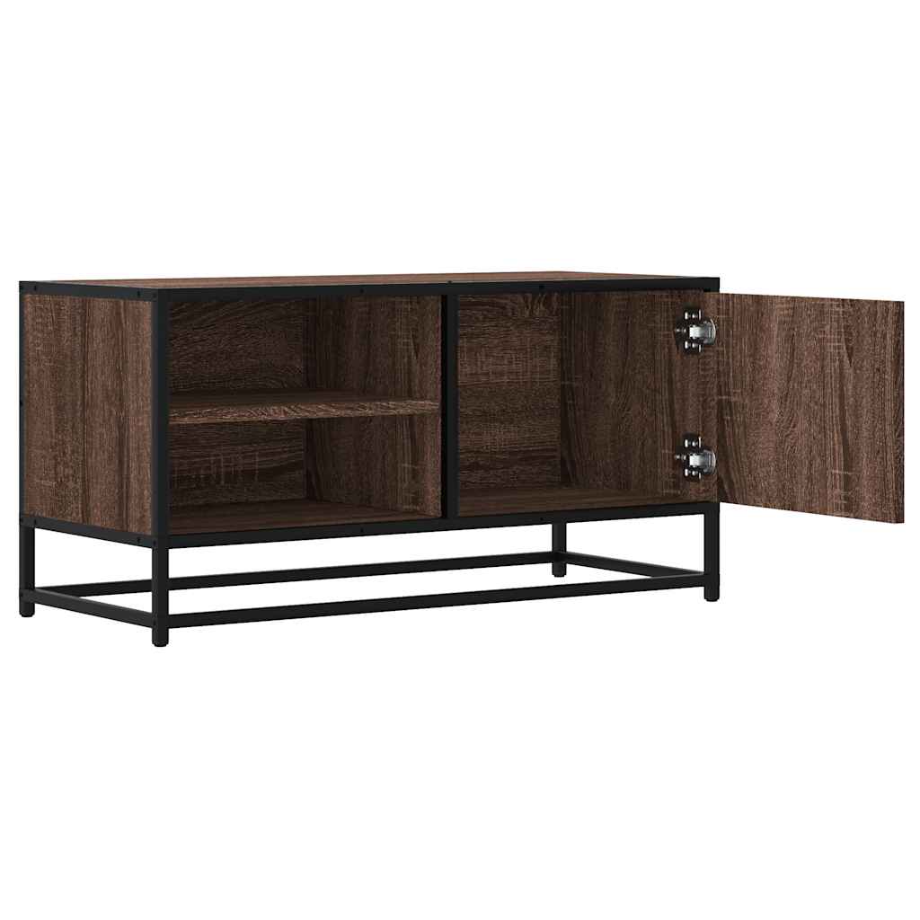 TV Stand in Oak Effect 80 x 34.5 x 40 cm Particleboard and Metal