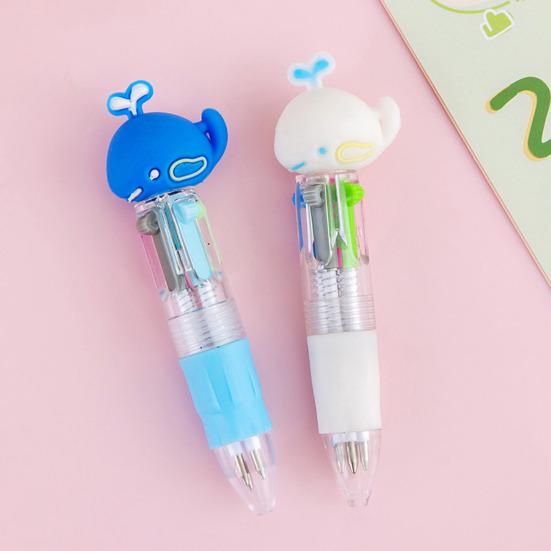 2 Piezas Bolígrafo Retráctil de 4 Colores Dibujos Animados Mini Bolígrafos a Base de Aceite para Estudiantes Escritura Suave Divertidas Suministros Escolares Premio de Aula para Niños.