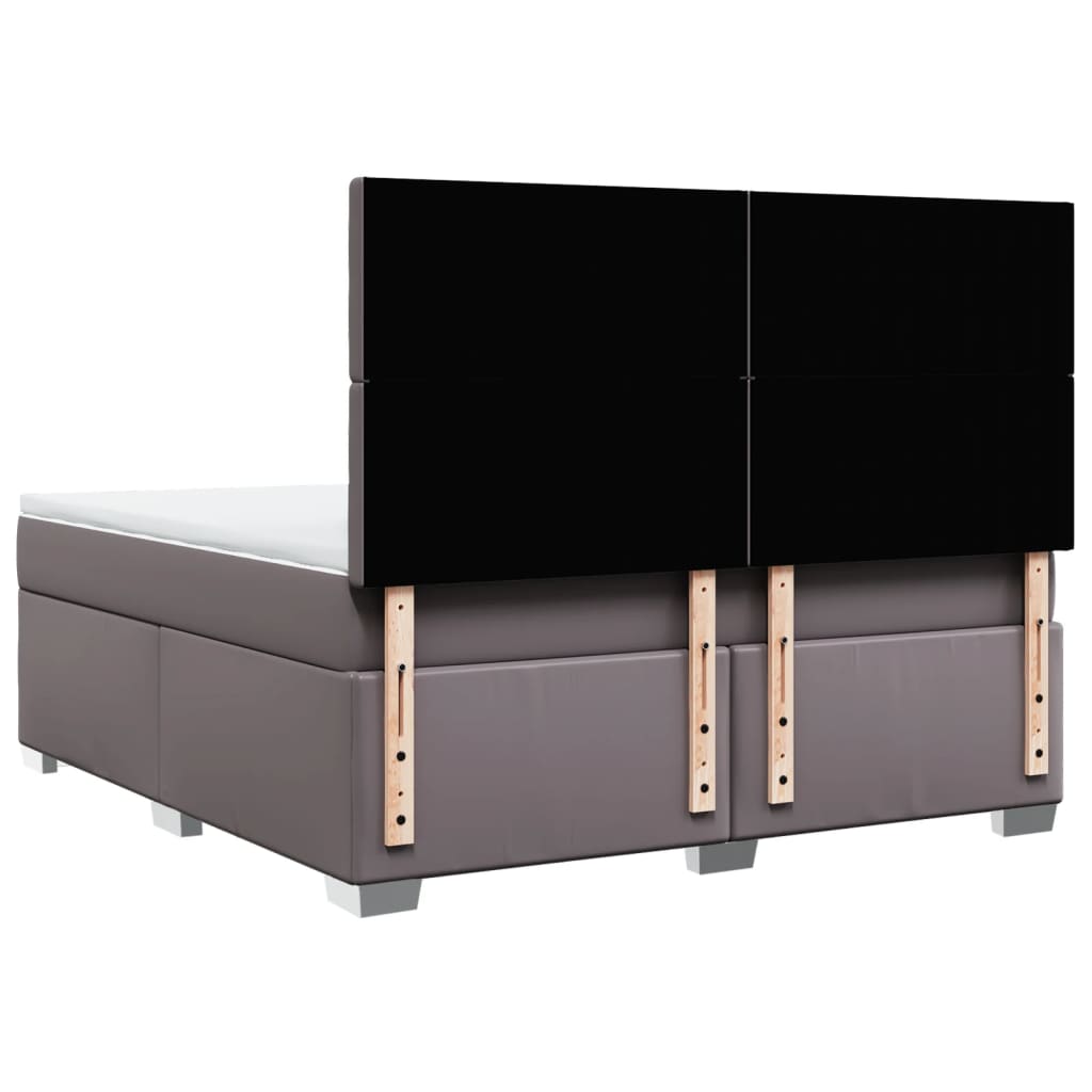 Box Spring Bed with Mattress Gray 180 x 200 cm Faux Leather