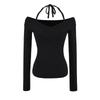 Za New Fall Women's Clothing 2025 Fashion Wind Fashion Halter Off-the-Shoulder Sweater Silm Inner Sweater Tops