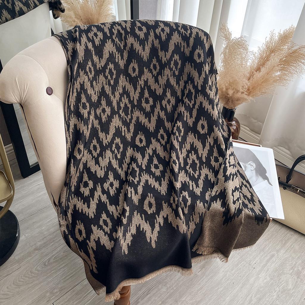Ethnic Style Color Matching Style Fashion Going Out Imitation Cashmere Warm Shawl Cape Scarf Women'S Scarf