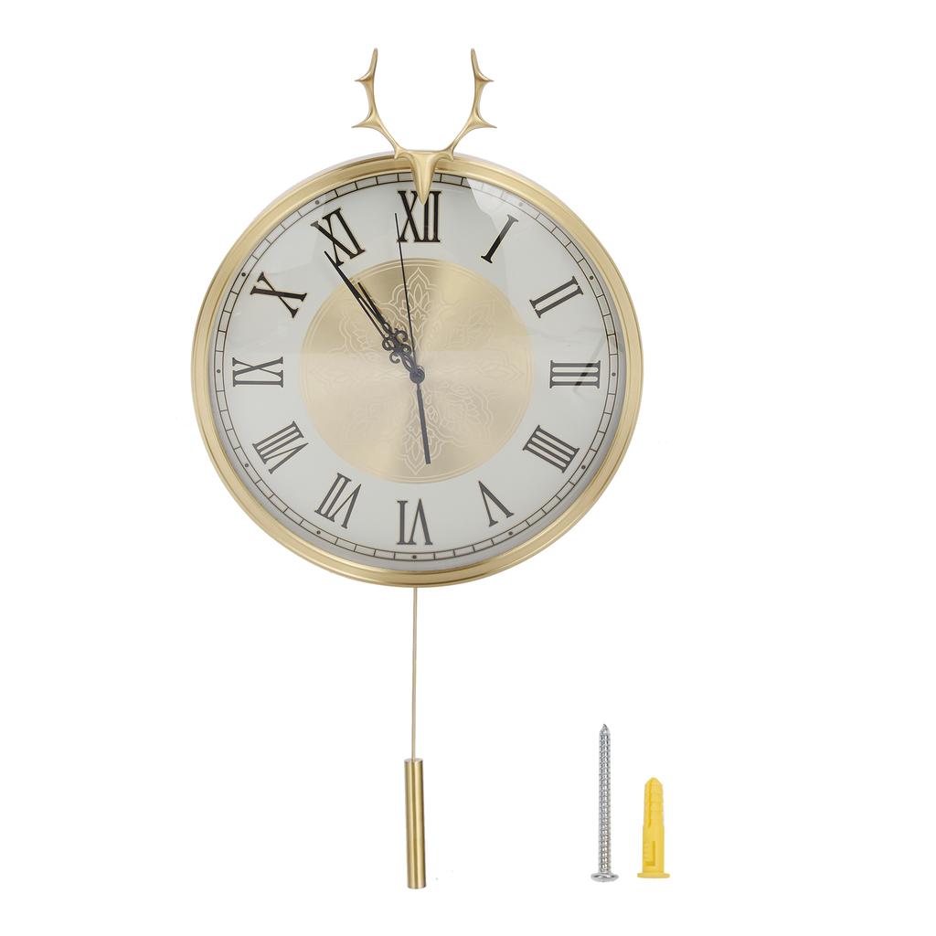 Zegar ścienny cichy miedziany w stylu europejskim zegar wahadłowy z czystej miedzi do wnętrza salonu