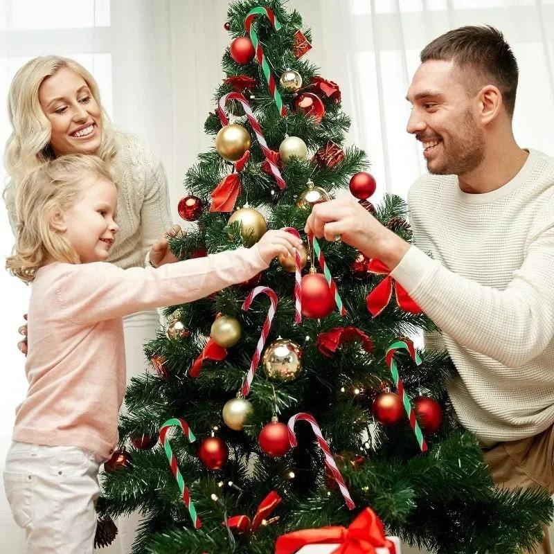 100/10x Red Green Candy Pendants Christmas Tree Hanging Candy Cane Ornaments Xmas Party Tabletop Decoration Cane Crafts Supplies