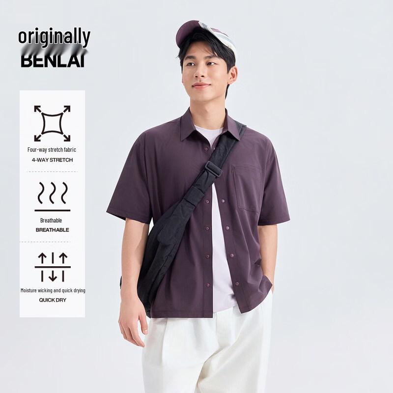 Benlai Men s Quick-Dry Loose Fit Short Sleeve Shirt L