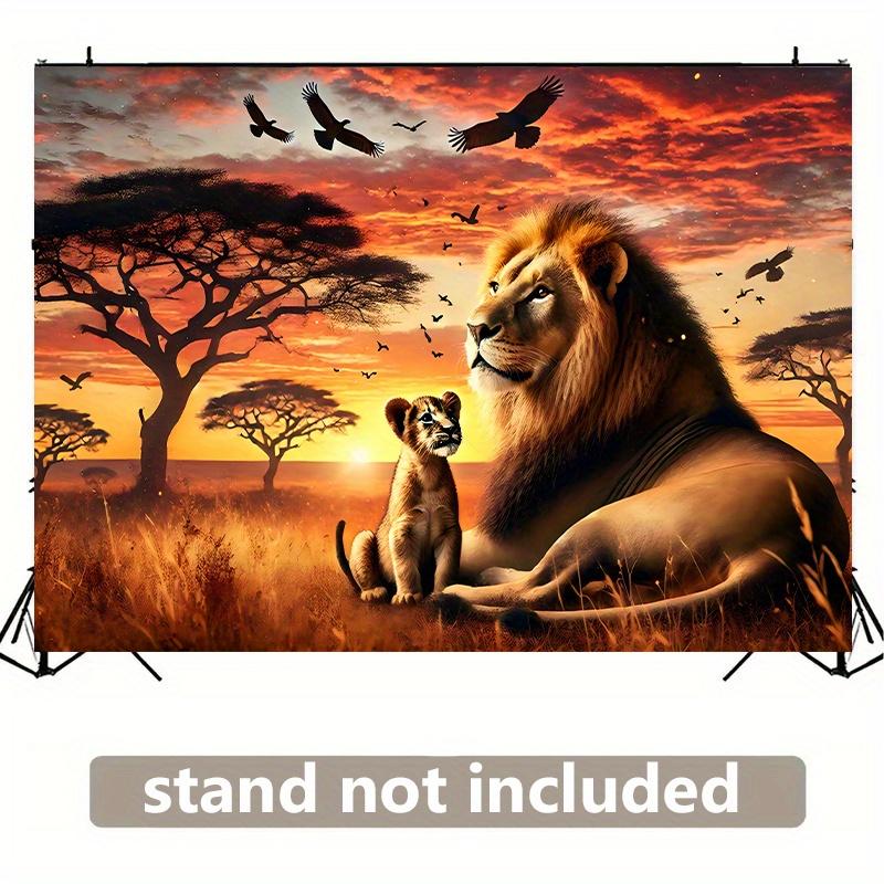 1 Piece African Savannah Sunset Lion Family Wall Tapestry, Perfect for Living Room, Bedroom, Office and Outdoor Decorati