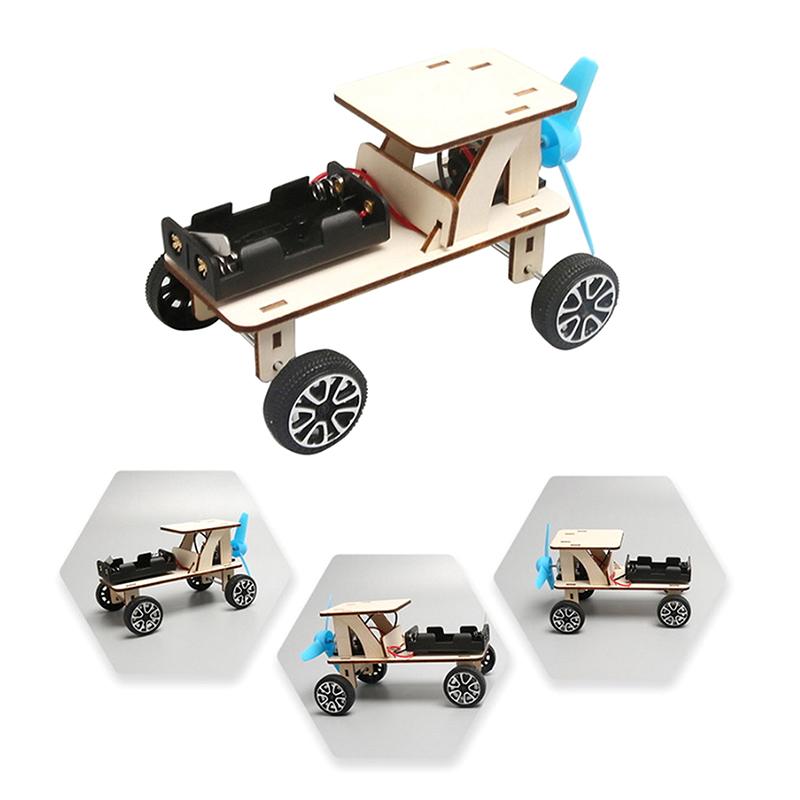 Electric Wind Powered Car Diy Science Toys Children Educational Stem Projects 3D Assemble Model Wood Puzzle Toy Scientific Kit