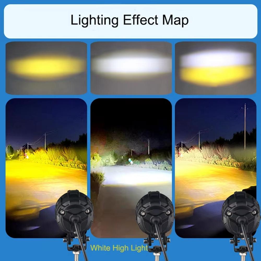 DC 12V-65V Motorcycle LED Headlight 8000lm 20W High Low Beam Fog Lamp for Car/ATV/SUV