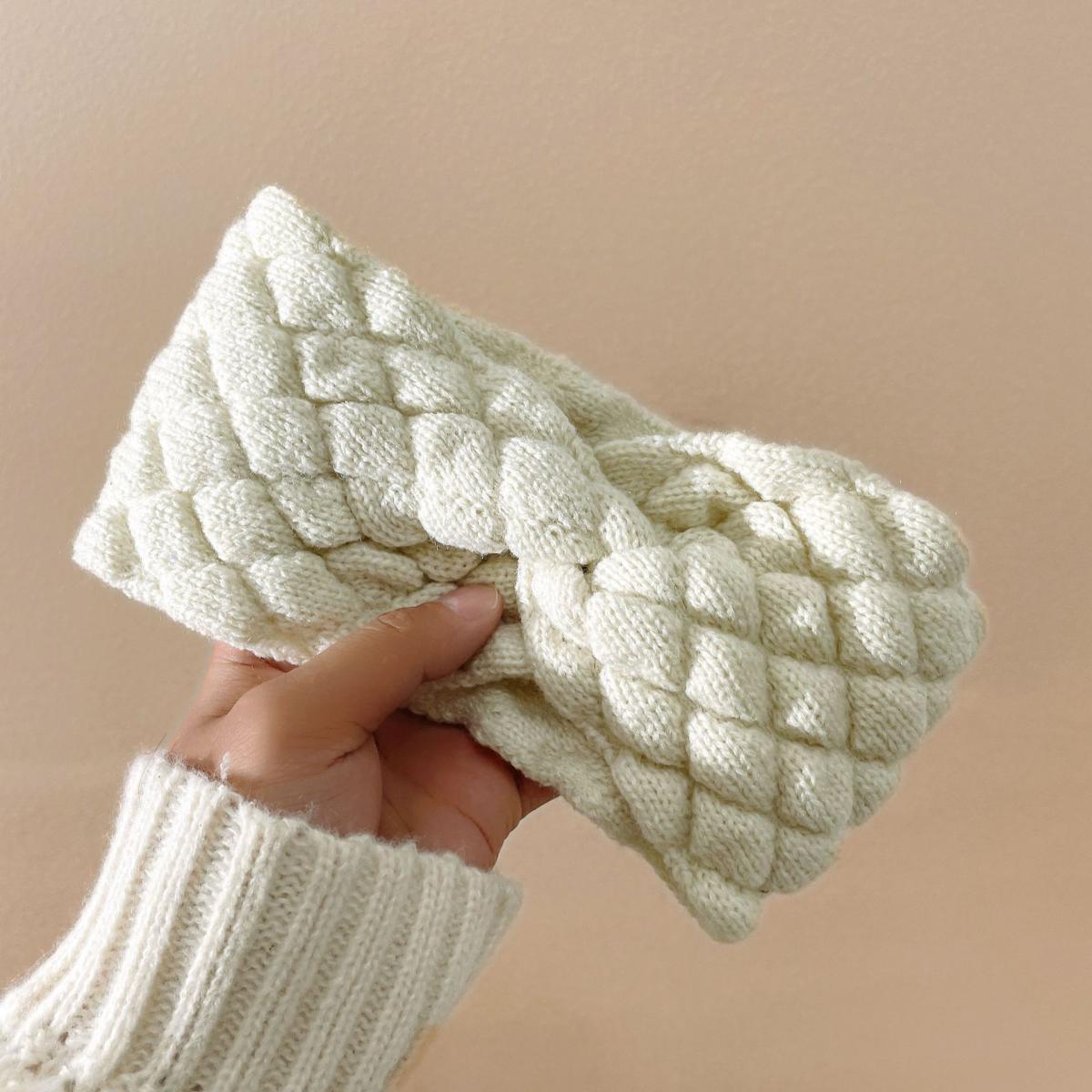 

Women Winter Wide Headband Solid Color Knitted Warm Headwrap Girls Punk Elastic Headwear Sports Hair Bands Accessories бежевий