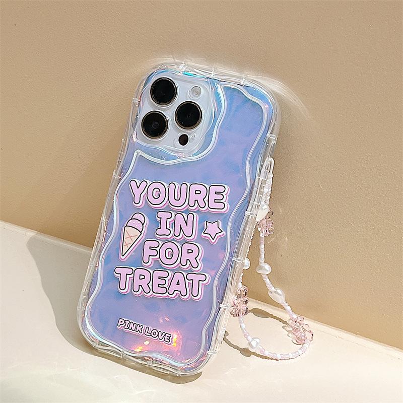 Zhitai Transparent Cream Pattern Case with Bracelet for Apple iPhone 12/14/15/16 Pro, Suitable for XS