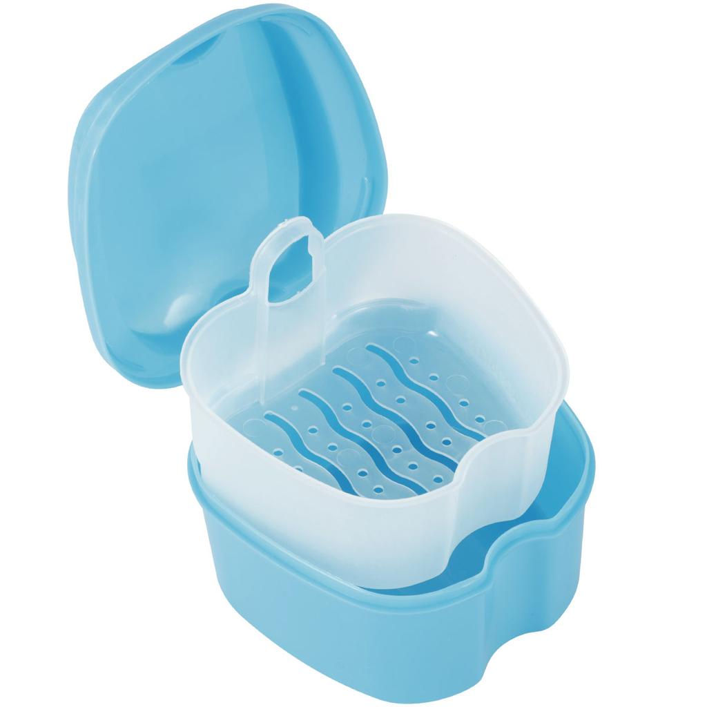 Denture Case Denture Bath Box False Teeth Storage Box with Rinsing Basket Portable False Teeth Storage Case Oral Hygiene Supply