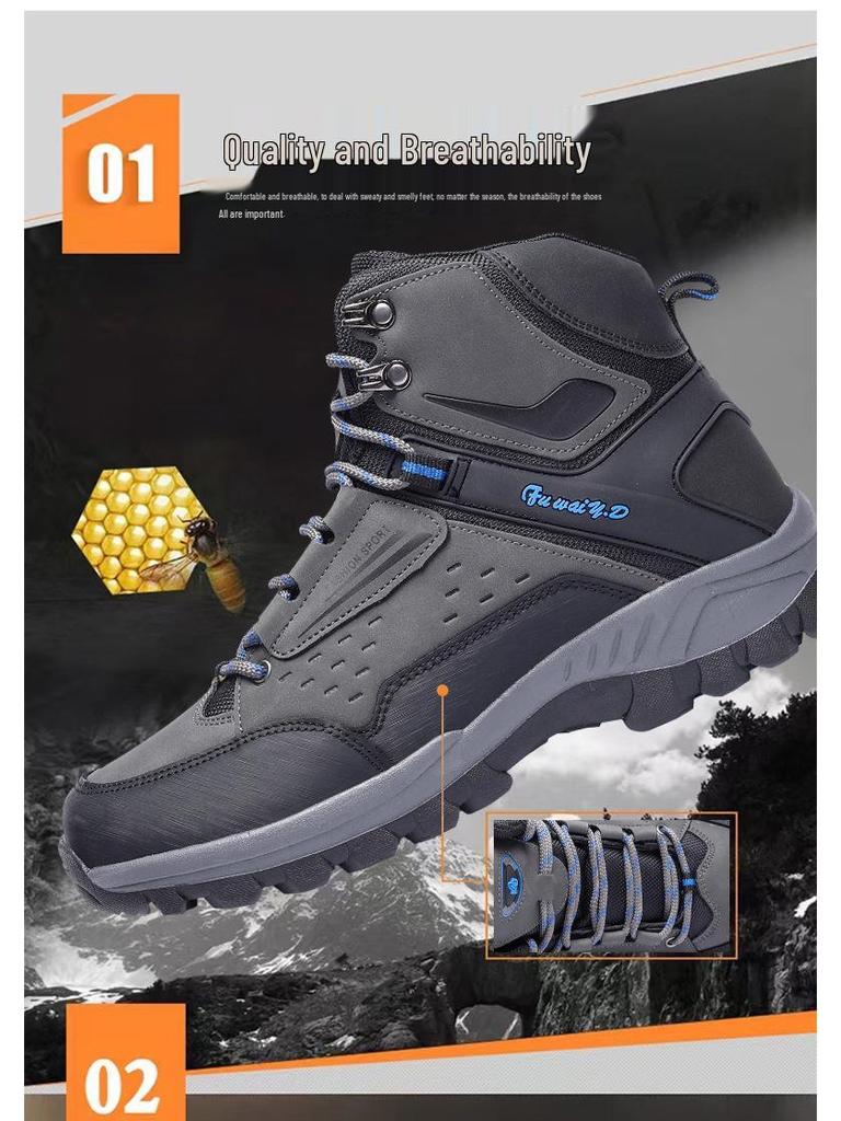 Herr Plus Size Högtoppade Varma Vandringsskor - Utomhus Vinter Gångskor
