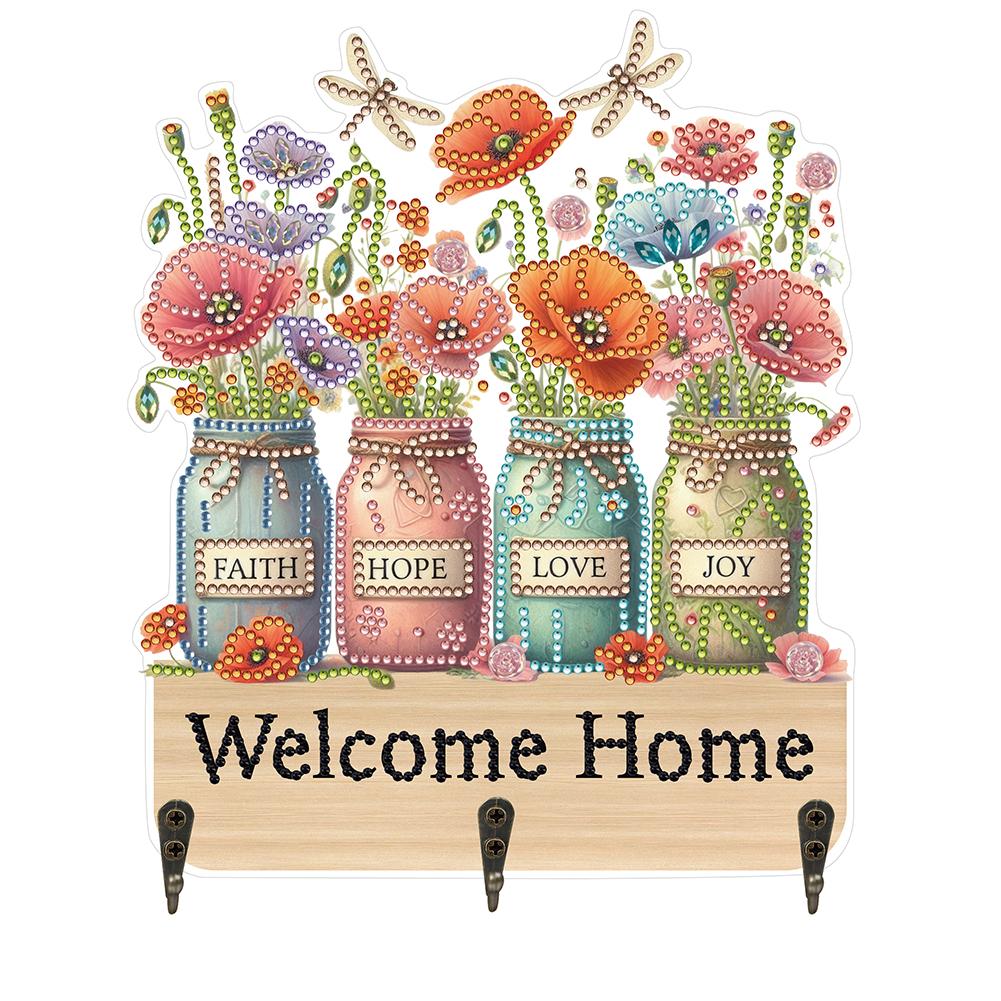 Wooden Funny Kitten Diamond Art Hanging Hooks Rhinestone Painting Coat Hook 3 Hooks Diamond Painting Hook Rail for Wall Cabinet