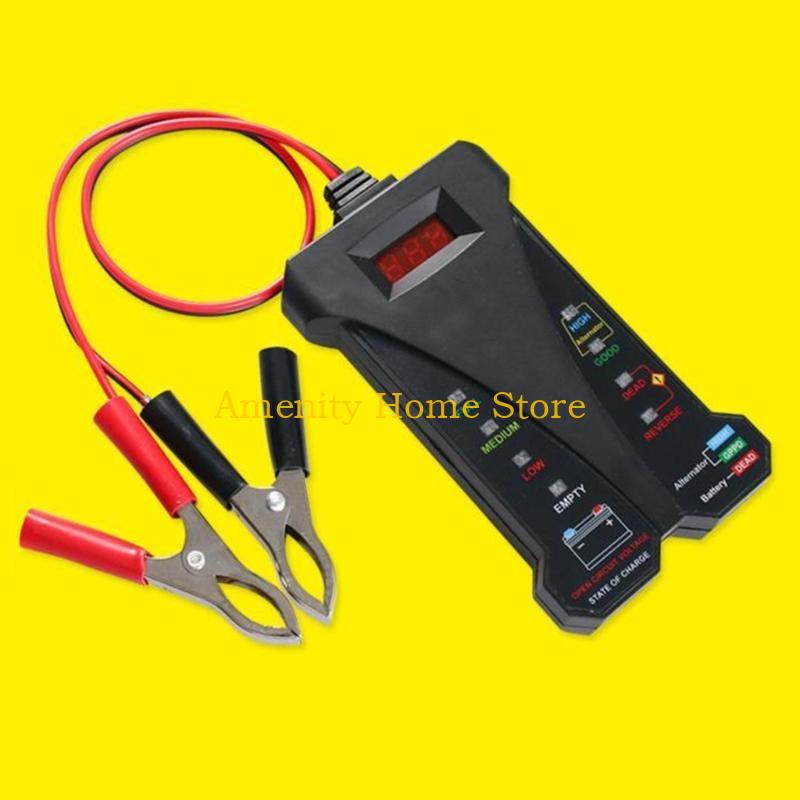 F26C Auto Inspection Tool Battery Monitoring Meter 12V Electronic Alternator Tester with LCD Display & LED Durable