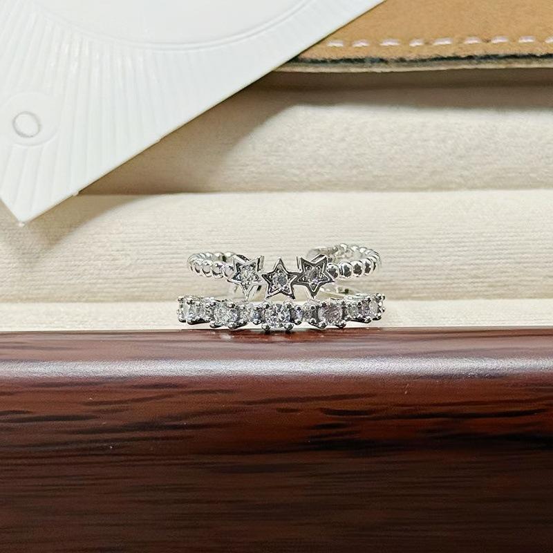 Butterfly Flower Enamel Super Flash Fashion Zir*****Pen Ring Women'S Exquisite Light Luxury Niche High-End Feeling Stacked Ring