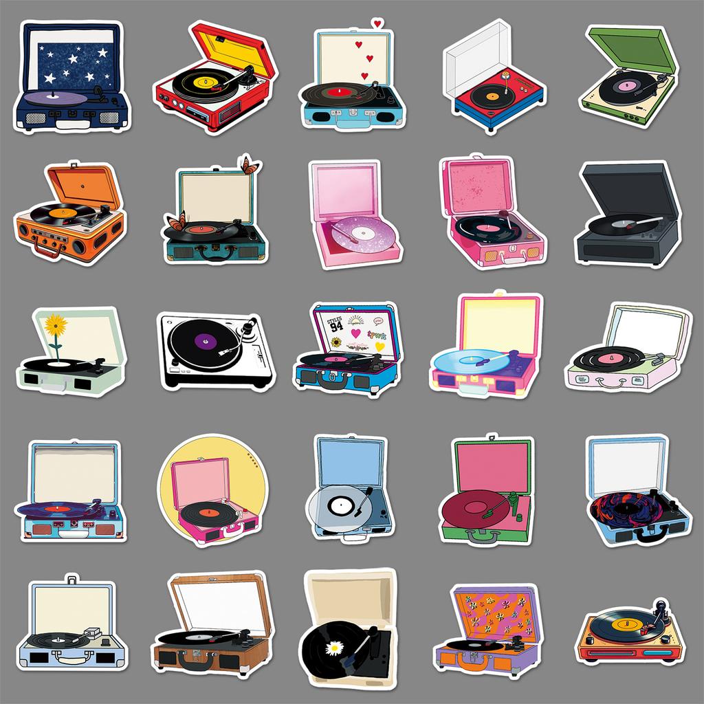 50 Record Record Machines with Small Personality, Fresh and Trendy Cool Decorative Water Cup Suitcase Laptop Stickers