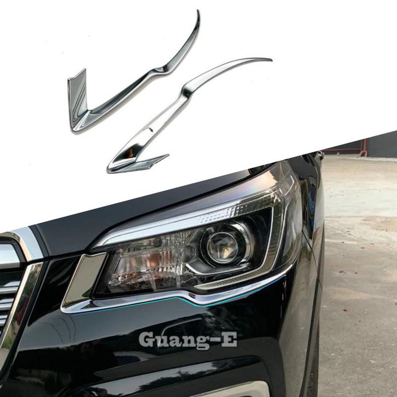 Front Fog Light Lamp Eyebrow Detector Frame Stick ABS Chrome Cover Accessories 2PCs For Subaru Forester 2018