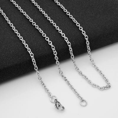 Herren-Halskette aus 316L-Edelstahl, silberfarben, O-Gliederkette, 1/2/4 mm, verblasst nicht