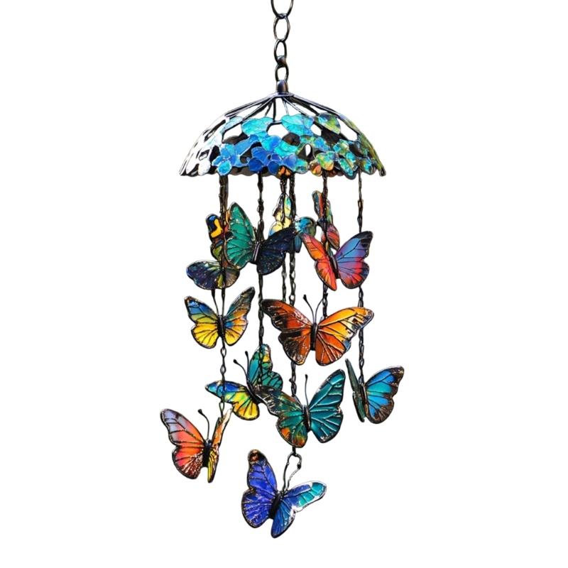 Butterfly Wind Chimes Producing Clear Tone for Balconies and Garden Creating a Peaceful Artistic Iron Design
