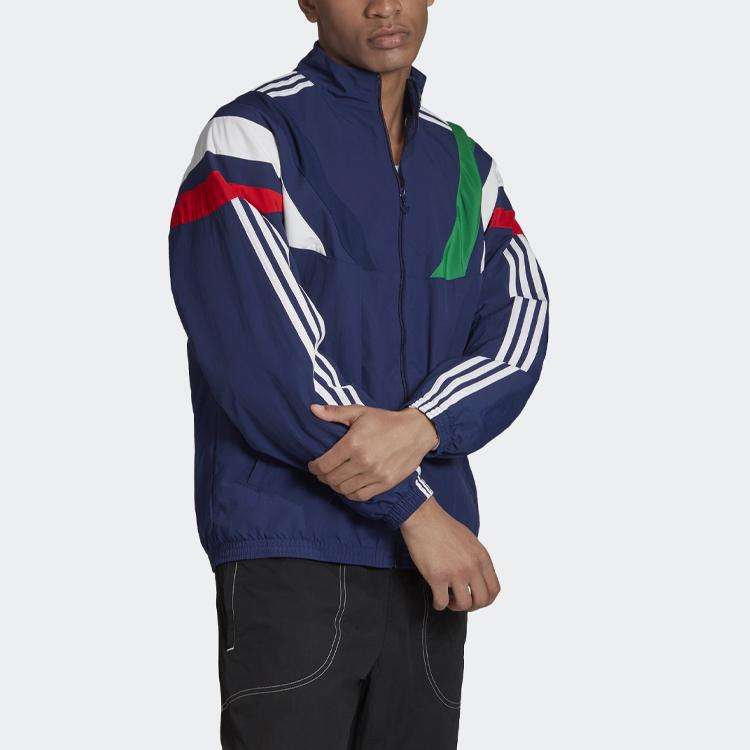 Adidas Originals Three Stripes Stand Collar Sports Jacket Men Jackets Dark-Blue FN0966