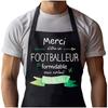 Kitchen Apron - Thank You Unforgettable Footballer Man - Black - Cotton - French Printing