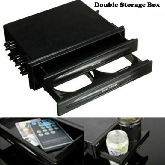 Car Radio Box Multipurpose Double Layers Compact Universal Double Single Din Radio Pocket Kit for Vehicle