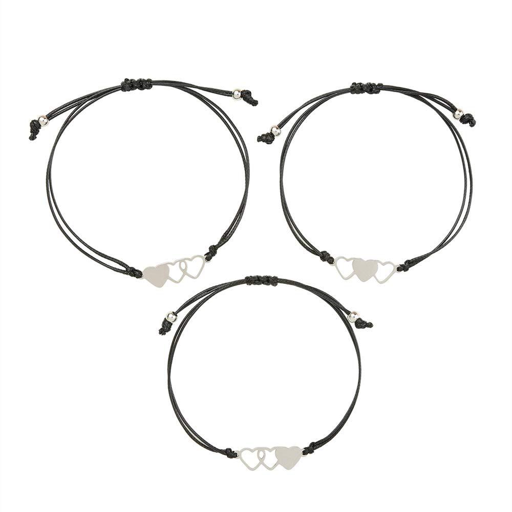 Stainless Steel Cut-out Bracelet Set Friend Friendship Bracelet Motivational Gift Hand-woven Triple Love Bracelet