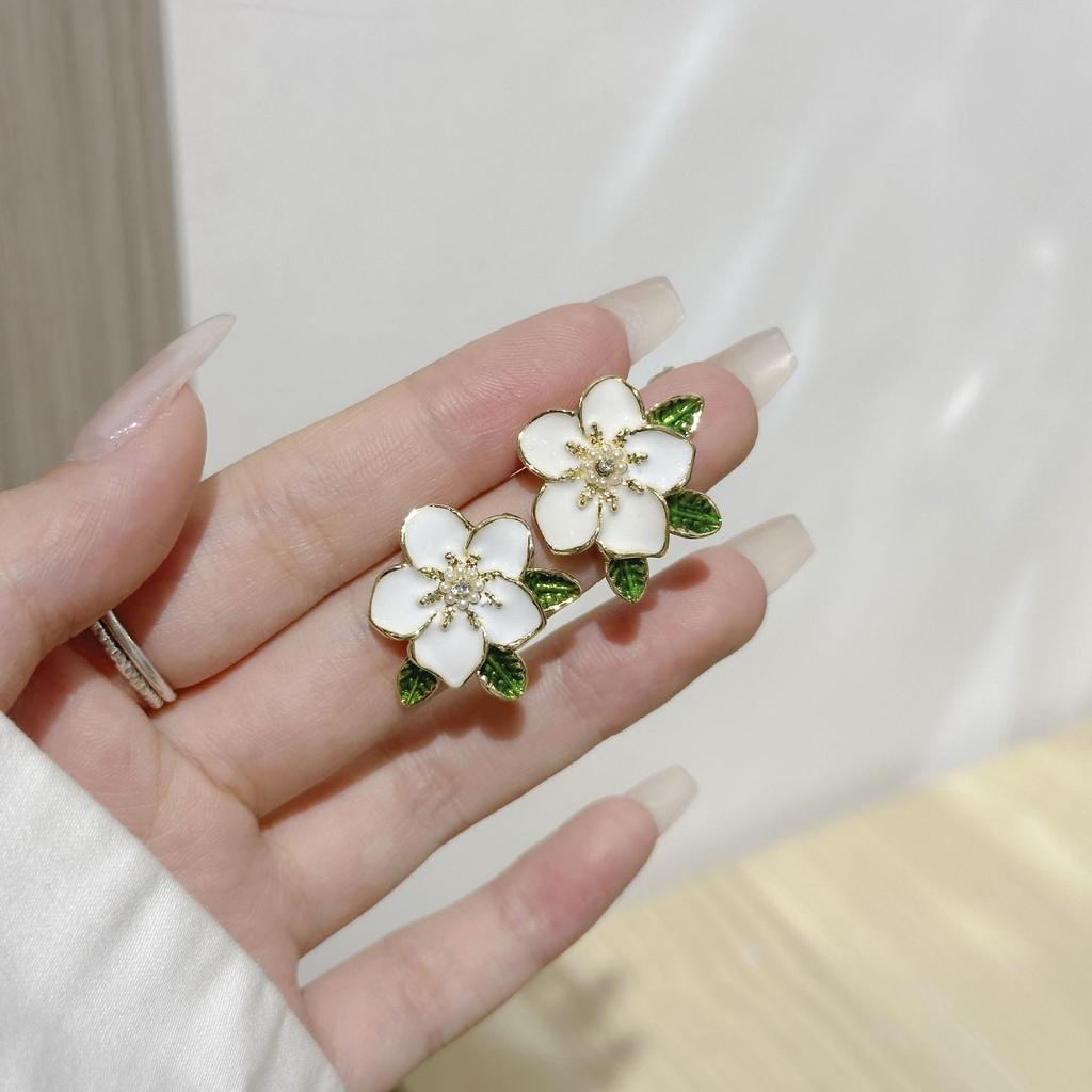 Elegant Floral Bow Earrings - High-End French Design for Women
