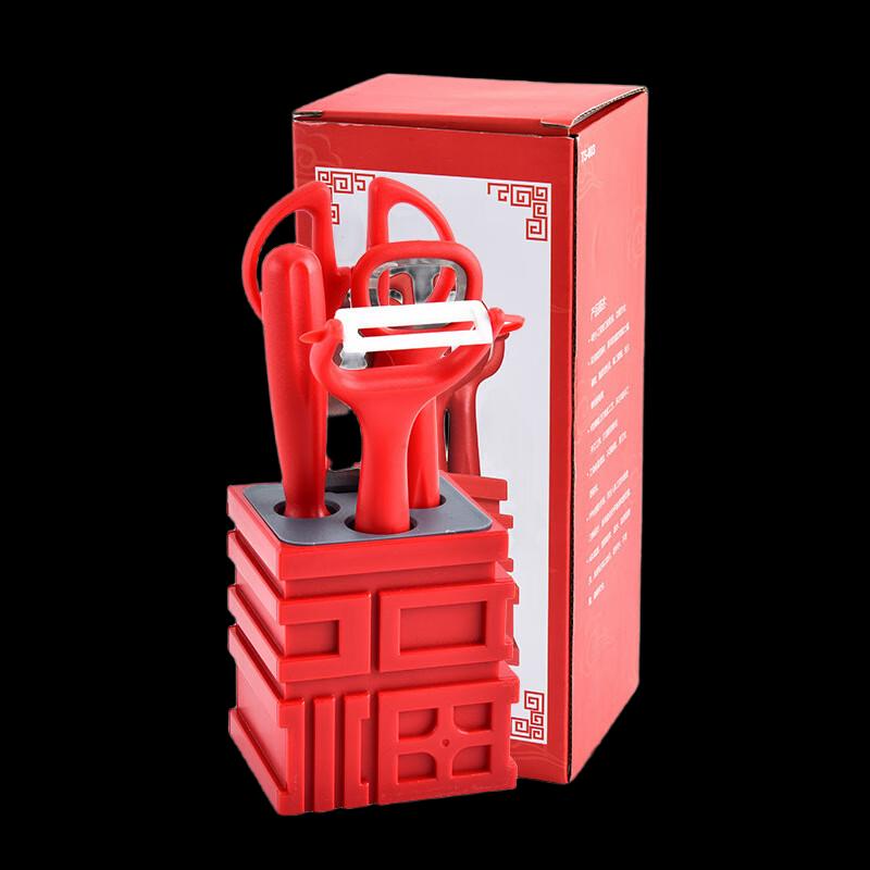 Creative 5-Piece Stainless Steel Kitchen Tool Set with Storage Tray