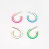 BONBEAU Blsom Color Epoxy Hoop Earrings Vivid Neon Color Point Simple Hoop Earrings