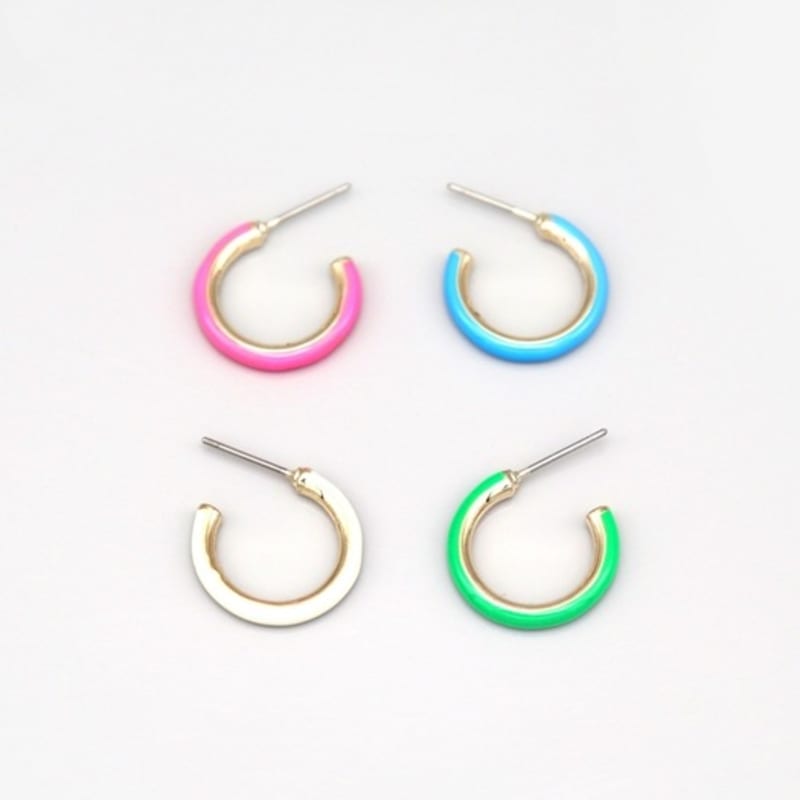 BONBEAU Blsom Color Epoxy Hoop Earrings Vivid Neon Color Point Simple Hoop Earrings