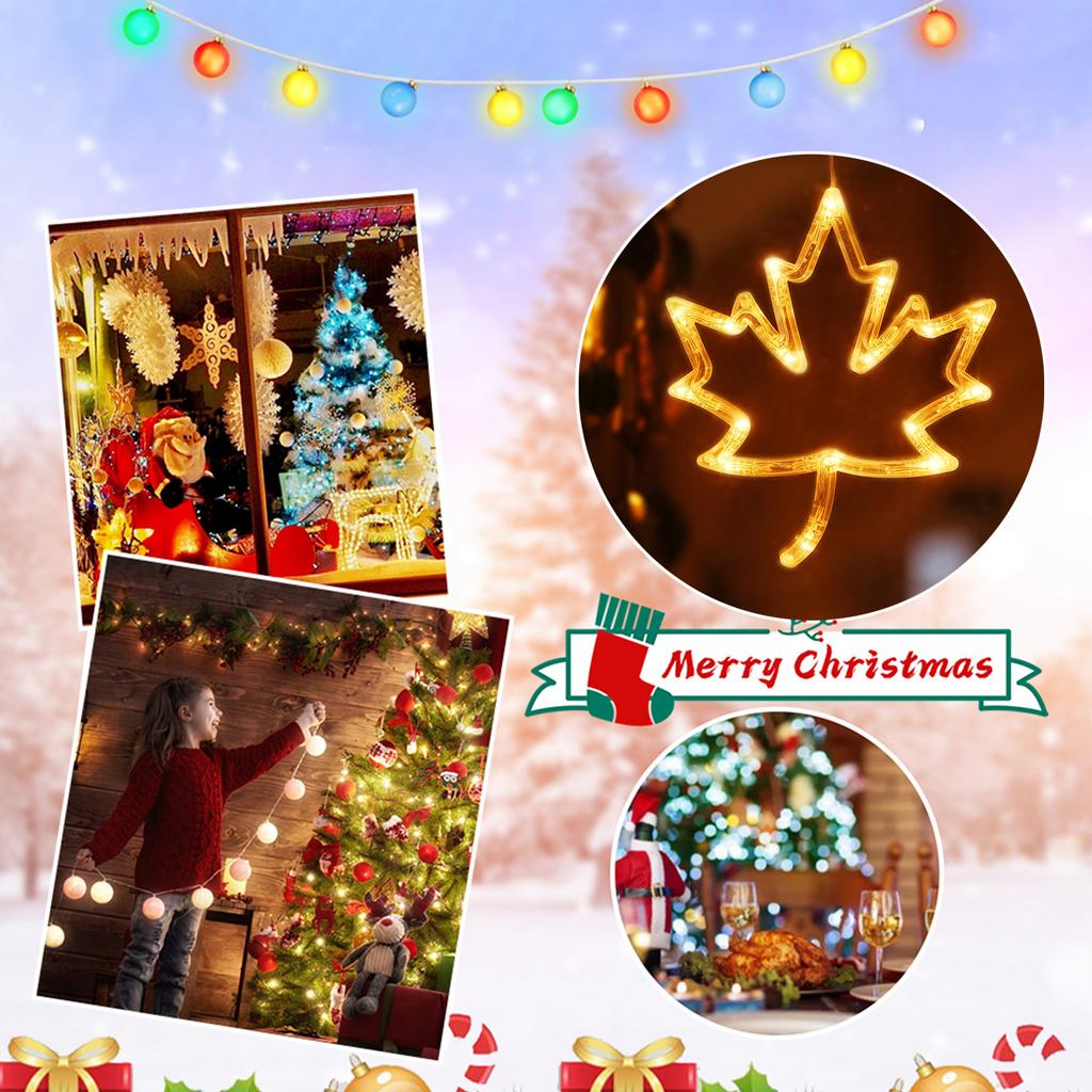 Maple Leaves Pumpkin LED Lights with Suction Cup Halloween Window Lights Halloween Lights Decorations Thanksgiving Decorations