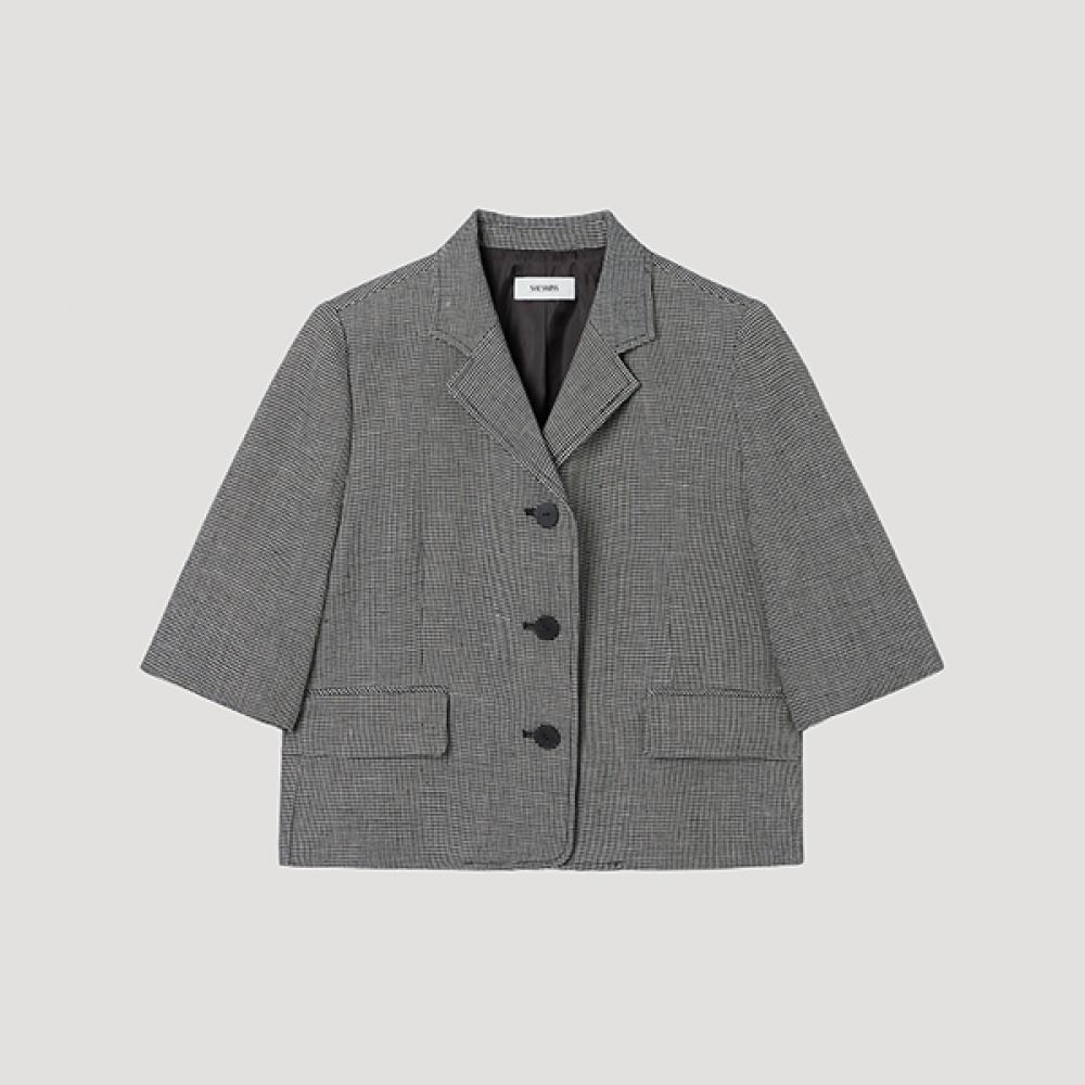 

[shs Miss] Middle Sleeve Crop Jacket Swwjkp21080 Bk blacks/77