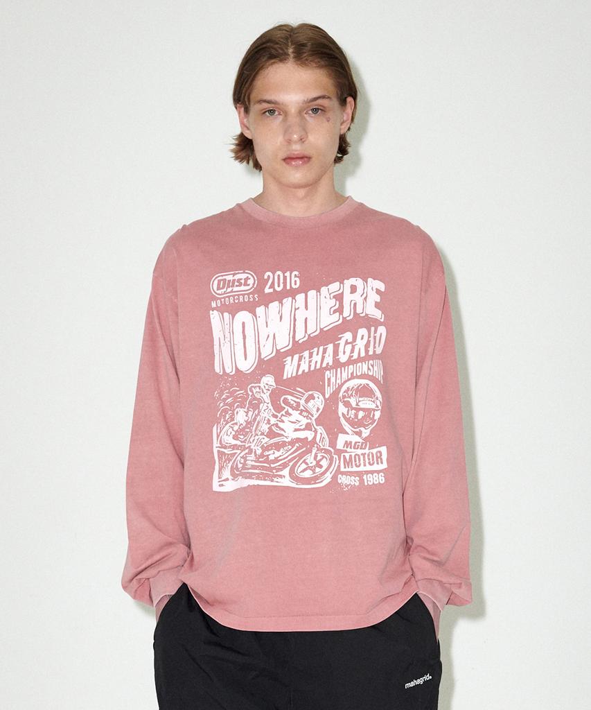 Maha Grid Dust Motorcross Pigment Ls Tee Pink(Mg2Efmt563A)