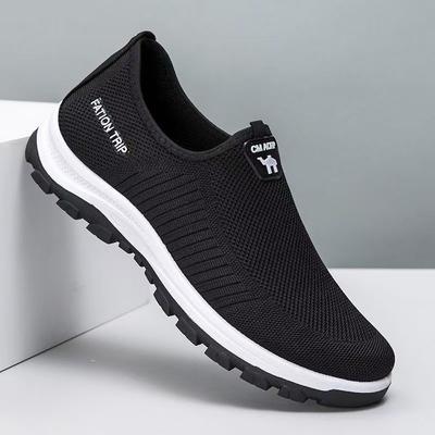 Men's Casual Shoes Mountaineering Bottom Fly-woven Mesh Shoes Lace-up Sports One-pedal Walking Men's Shoes