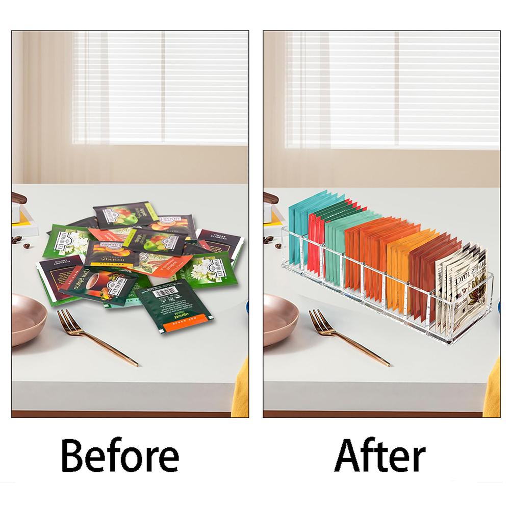 Acrylic Tea Bag Storage Box Coffee and Tea Bag Storage Box Office Desktop StorageBox Tea Sugar Storage Supplie Kitchen Organizer
