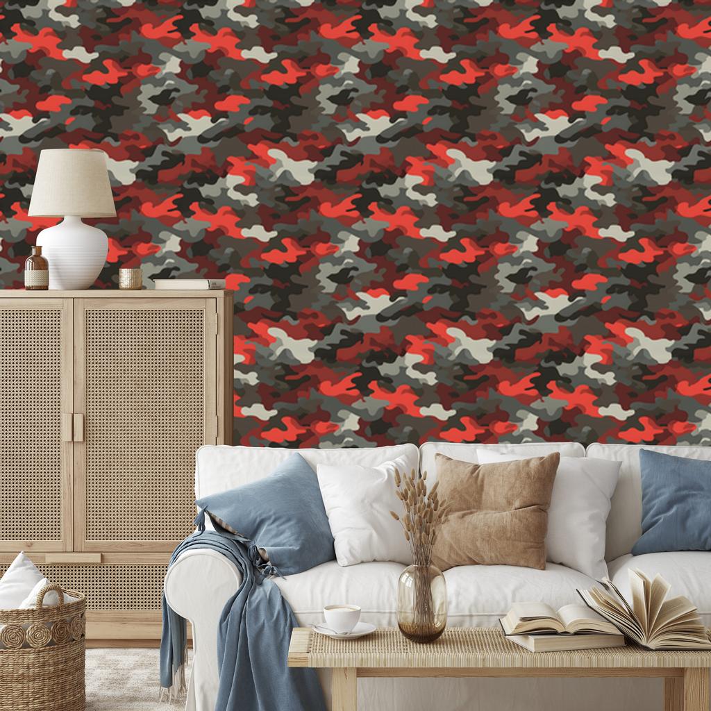 Brown and red military camouflage wallpaper for living room and bedroom 50x1000