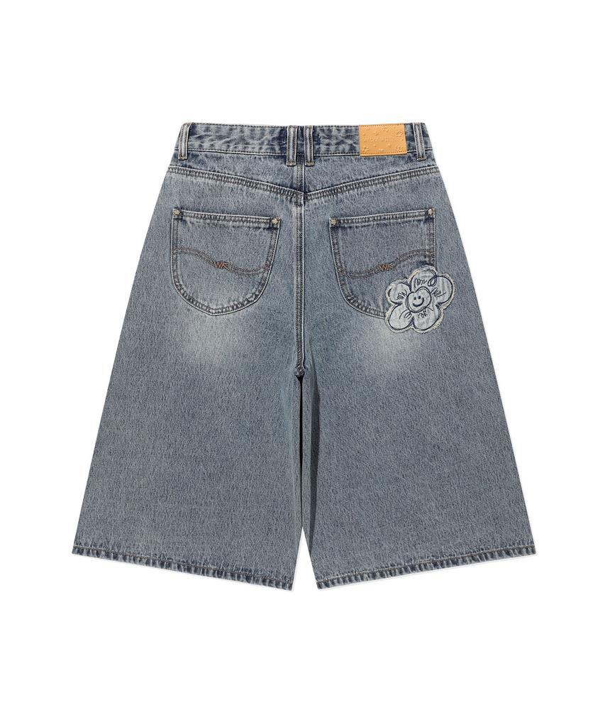 WACKY WILLY Women'S Applique Denim Bermuda Shorts Blue