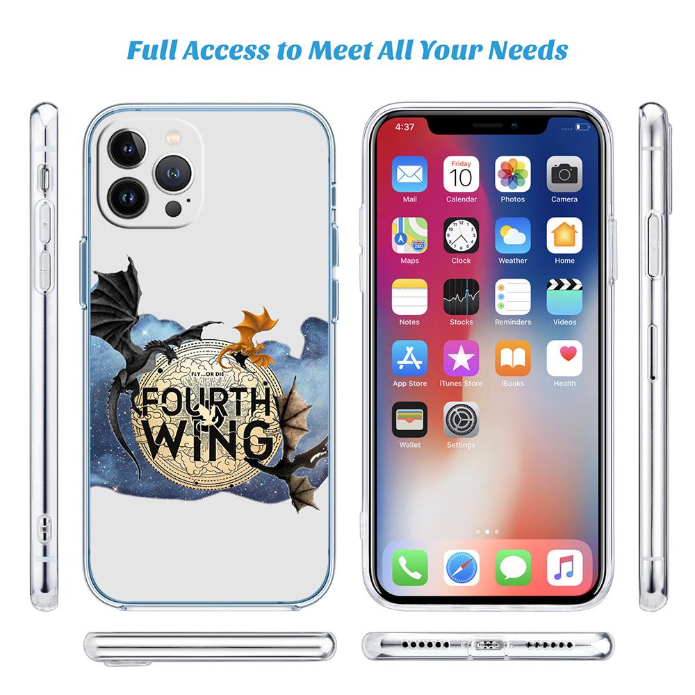 CJ56 Fourth Wing Dragons Soft Shell Transparent Phone Case for Motorola Moto G7 G8 G9 G84 G85 G73 G24 G15 Z2 Play Power Plus