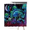 Bathroom Waterproof Curtain Digital Printing Plant Mushroom Shower Curtain Non-Punching Toilet Partition Curtain Shower Cloth