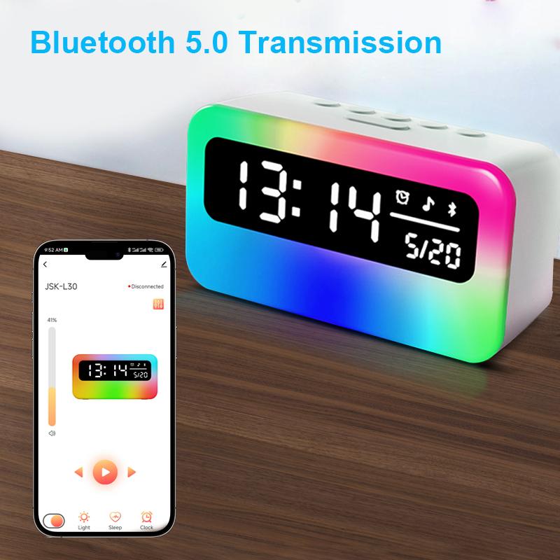 2025 Trends Speaker Digital Alarm Clock RGB Rechargeable Sleeping Relaxation Alarm Clock Bedside LED Night Lights Lamp