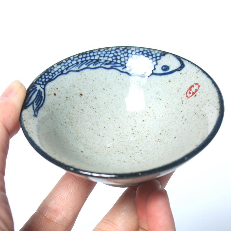 

Hand-Painted Calligraphy Tea Bowl - Ancient Pottery Bamboo Hat Cup for Puer Tea & Zen Ceremony Single Chinese Tea Ceremony Cup 70ml